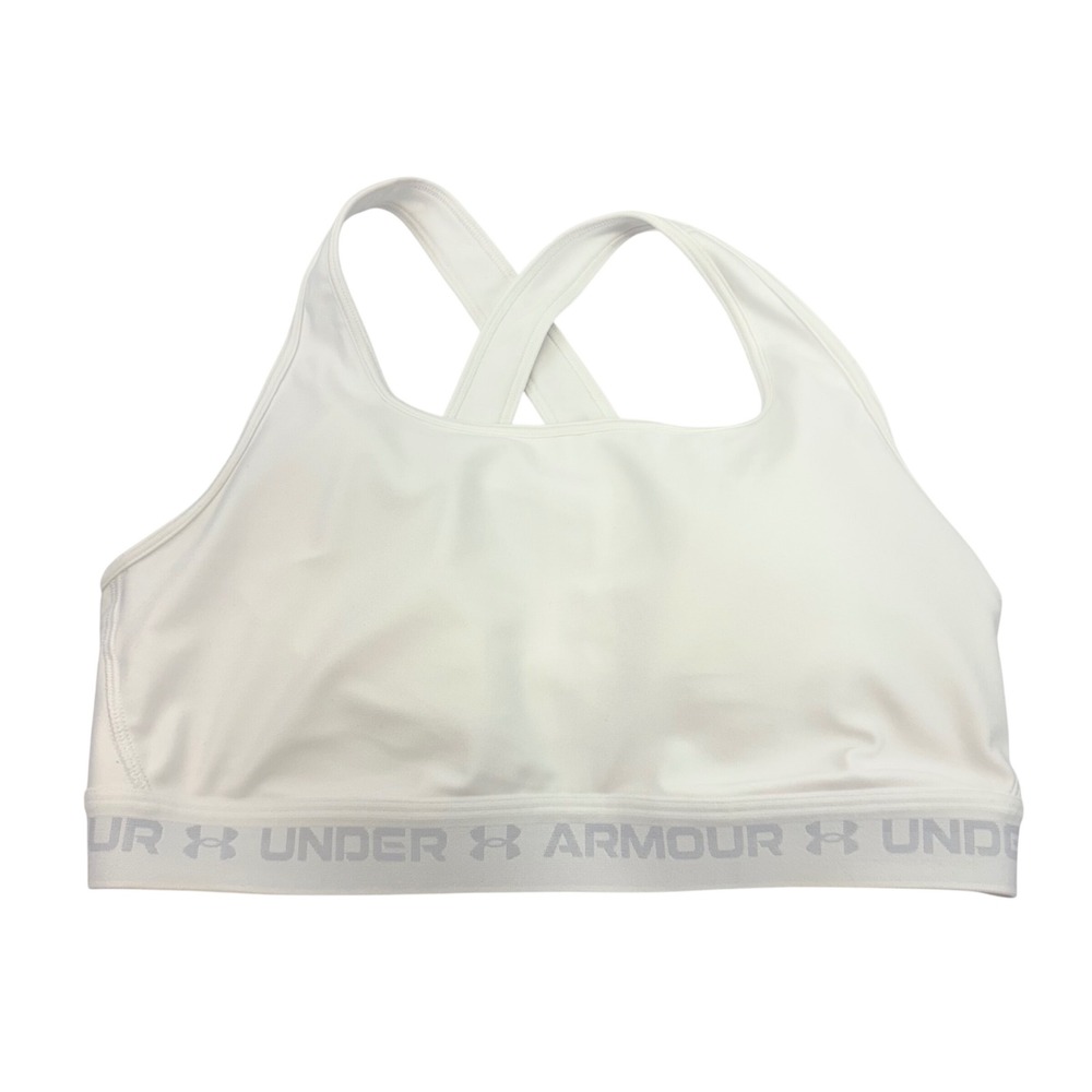Under Armour Armour Mid Crossback Sports Bra Womens XL White 1361034
